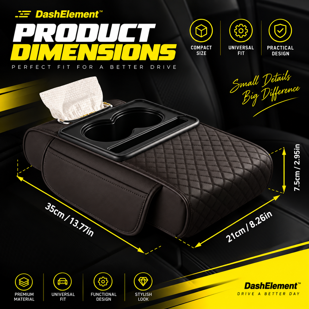 DashElement™ Multifunctional Car Armrest Organizer